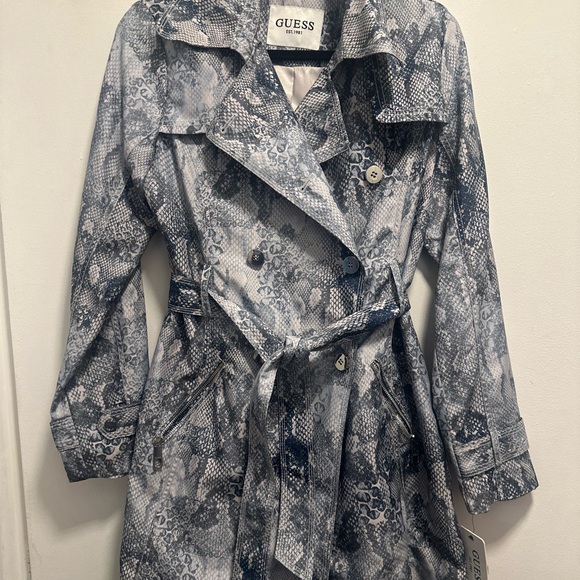 GUESS Women's Gray Snake Print Trench Coat - Picture 2 of 7